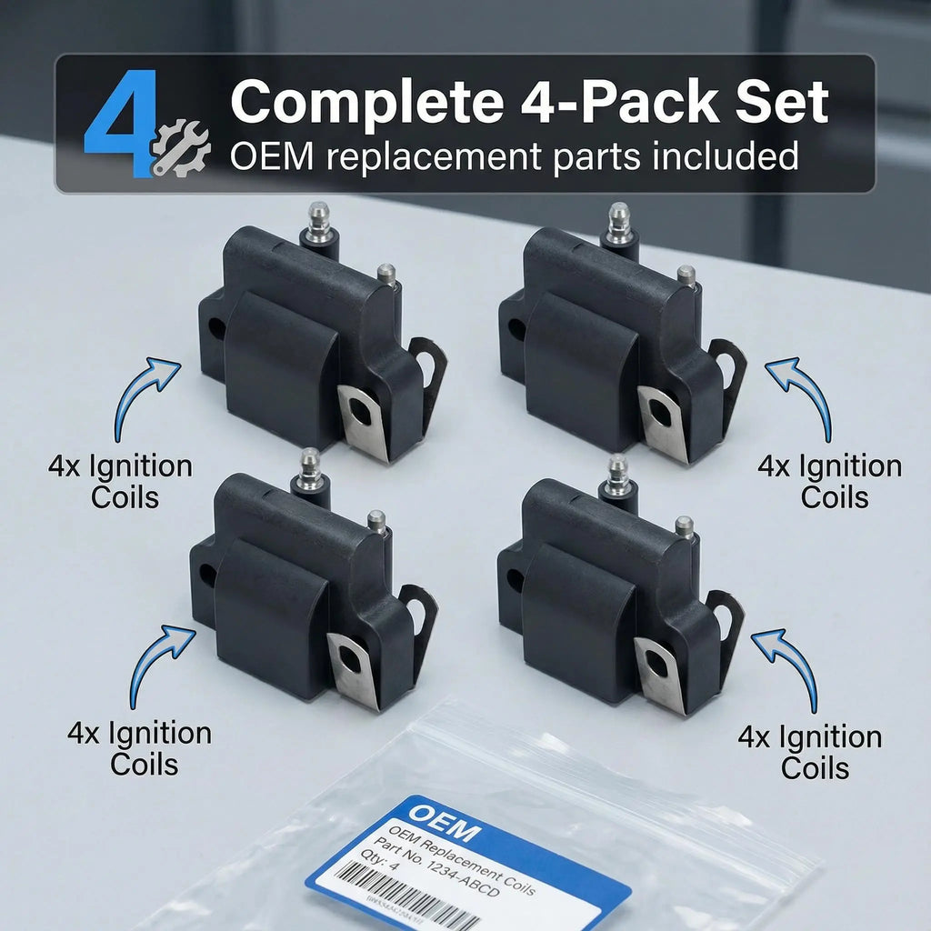 4-Pack Ignition Coil 18-5179 for Johnson Evinrude Outboard 40-300HP 60HP 70HP 88HP 90HP 100HP 115HP 120HP 125HP 140HP 150HP 175HP 200HP 225HP 1985 & Later, Replaces OEM 582508 0582508 183-2508