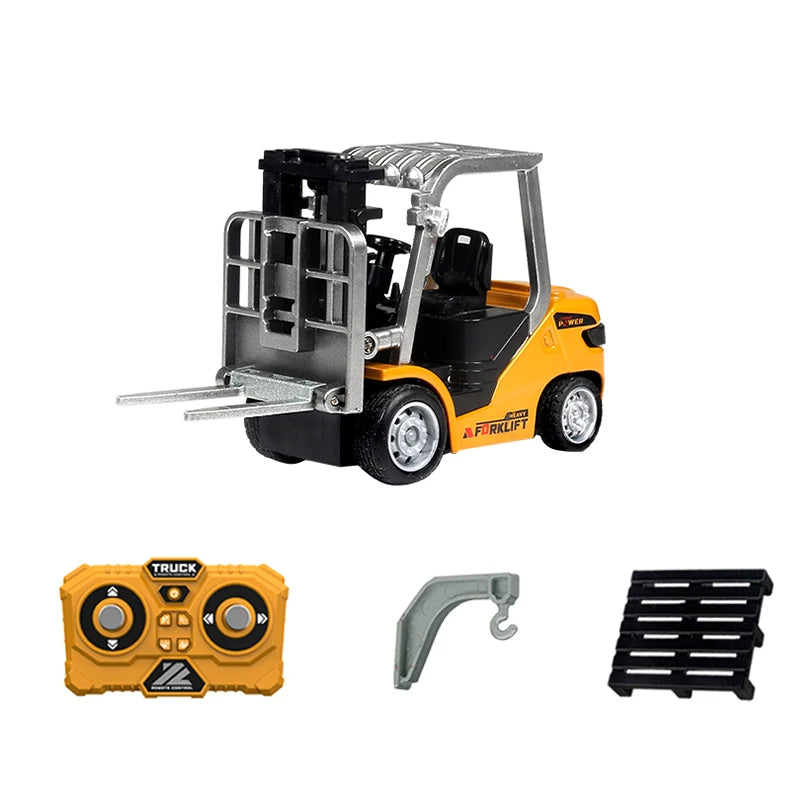 1:64 Mini RC Excavator Crawler Tipper Truck Remote Control Engineering Vehicle with Light and Sound Mini Gift Toy RC Truck