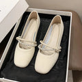 New Elegant French Flat Shoes Pearl Shallow Mouth Soft Leather Ladies Flats Comfortable Anti Slip Low Heel Women's Casual Shoes