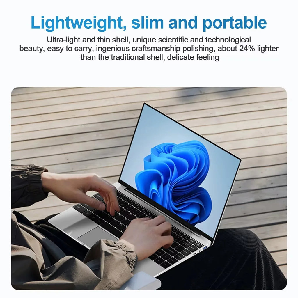 Lightweight 15.6 Laptop Intel 6500Y 32GB RAM 2TB SSD 5000mAh Windows 11 Backlit Keyboard Business Portable