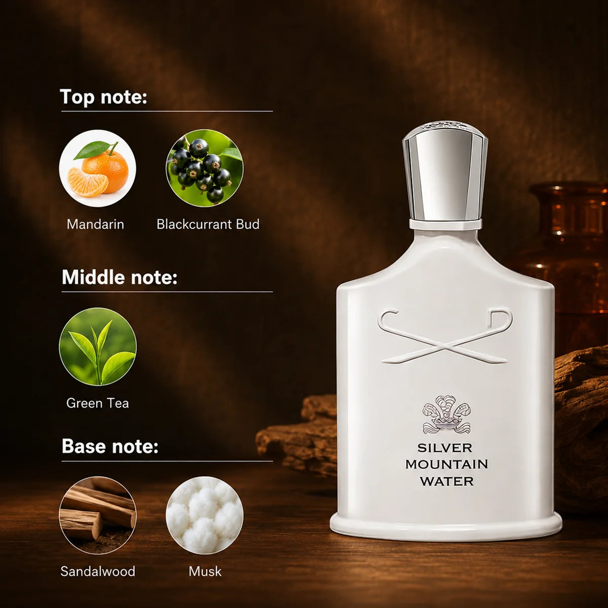 Silver Mountain Water Scent Luxury Perfume Men Women Unisex Creed Cologne Long Lasting Citrus Woody Fragrance Daily Office