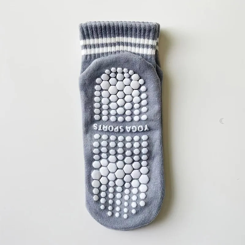 1/5 Pair Women's Silicone Anti Slip Pilates Yoga Socks Sweat Absorbing Breathable Casual Dance Fitness All Season Sports Socks