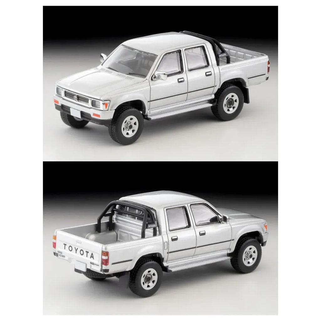 Original Tomytec Tomica Limited Vintage NEO LV-N256c Toyota Hilux 4WD Pickup Double Cab SSR 1991 Silver 1/64 Diecast Model Car