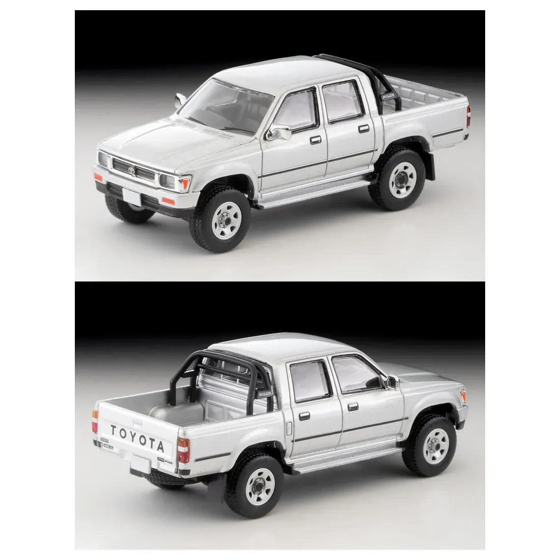 Original Tomytec Tomica Limited Vintage NEO LV-N256c Toyota Hilux 4WD Pickup Double Cab SSR 1991 Silver 1/64 Diecast Model Car