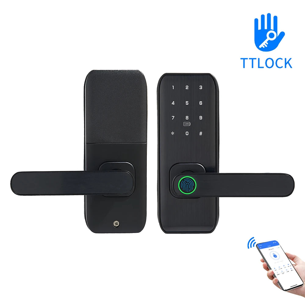 TTLock APP Smart Fingerprint Password RFID Deadbolt Lock For Indoor Wooden Door
