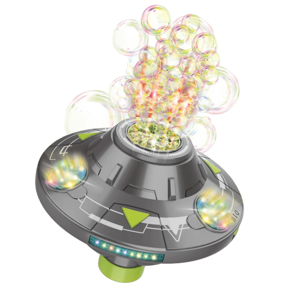 UFO Colorful Flying Disc Fully Automatic Electric Sound and Light Rotating Obstacle Avoidance Space Bubble Machine