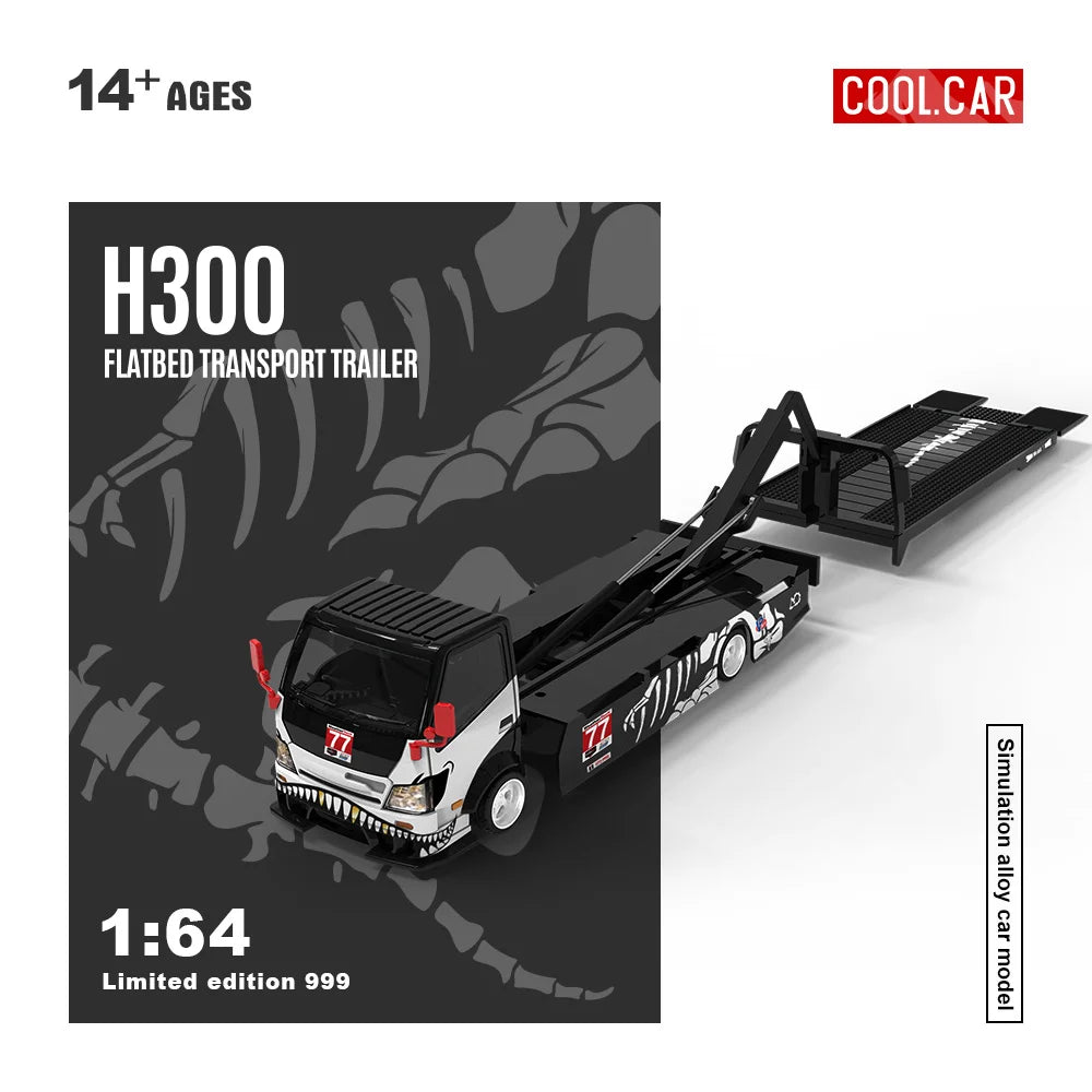 *In stock*Cool Car 1:64 H300 Flatbed Transport Trailer Dragon 77 Painted Simulation Alloy Car Model for Collection&Display&Gift