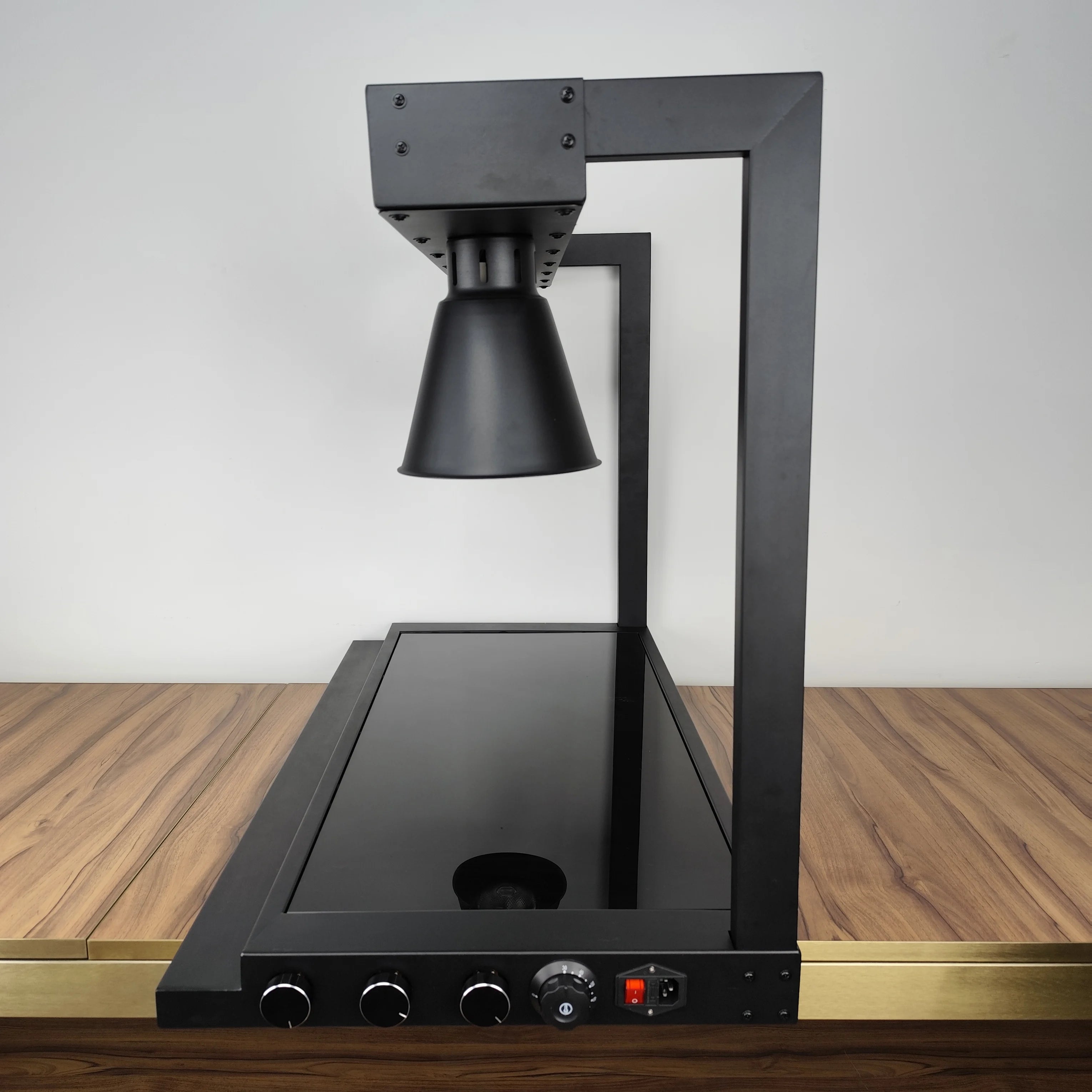 Black Dual-Sided Heating Warming Lamp Station with Infrared Lamp Food Warming Lamp  with Glass Warming Panel for Hotel Buffet