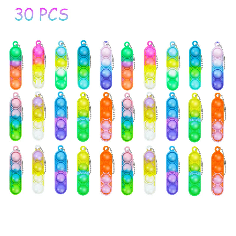10/20/30/80/150 Pcs Bulk Mini Pop Fidget Toys Kids Sensory Keychain Party Favors Toddler Birthday Carnival Bag
