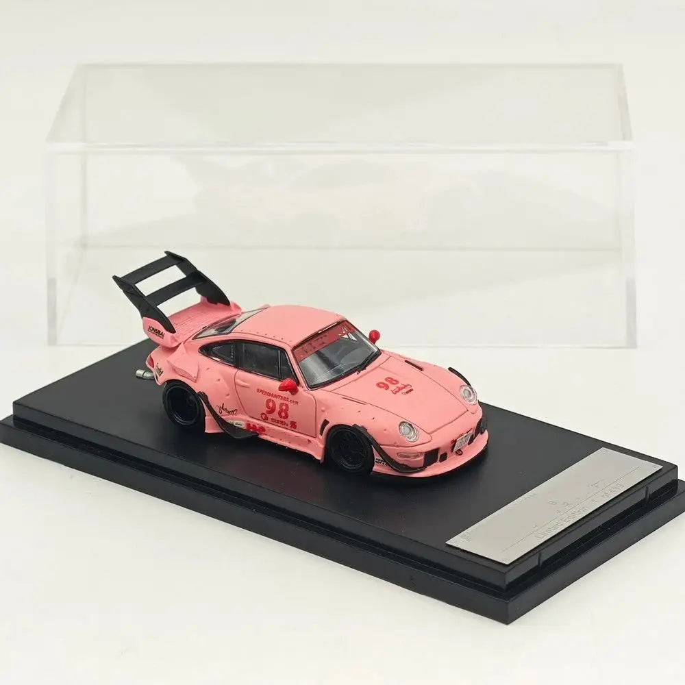 SW 1:64 for 993 Rauh-Welt Begriff #98 #91 Matte Pink/Green Diecast Model Car Miniature Limited Collection Toy Vehicle Models