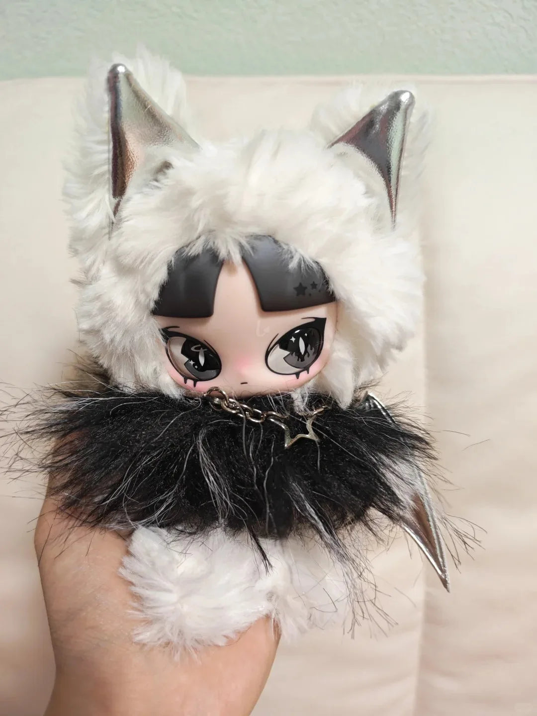 Original Inn'S Is An Angel A Cat Plush Doll Silver Wing Cat Ear Vinyl Face Doll Collectible Toy Pendant Ornament Home Decoration
