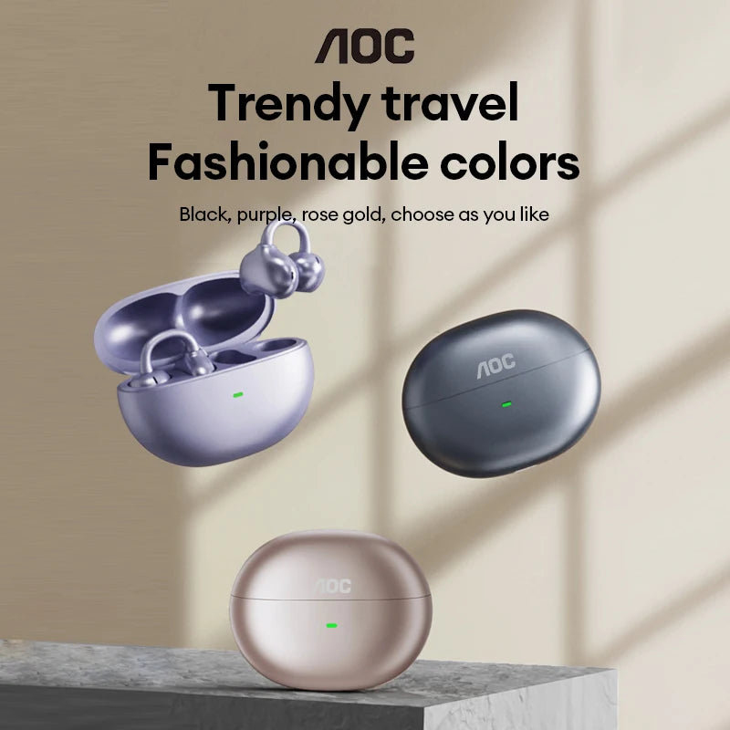 AOC ACD2544 Wireless Bluetooth Ear Clip Earbuds Open Ear Headphone Surround Stereo Sound Low Delay Gaming Music Earphones Choice