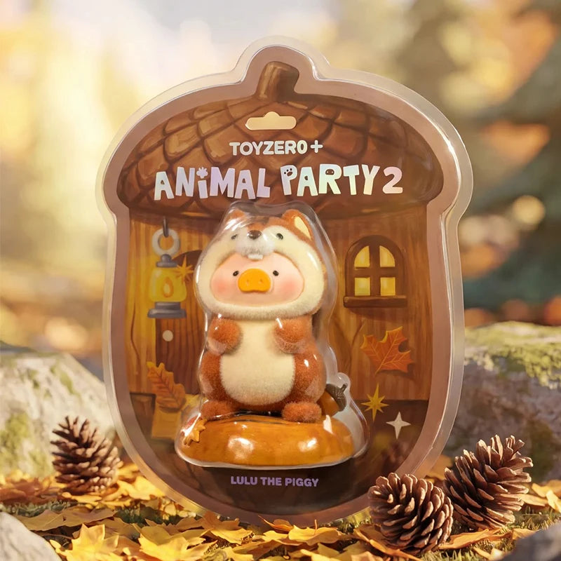 Lulu The Piggy Animls Party 2 Squirrel Action Figure Lulu The Piggy Anime Figurine Squirrel Handing Card Collection Model Toys
