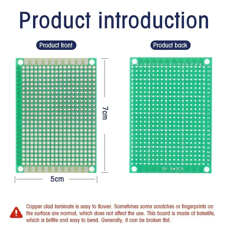 5PCS PCB Board Kit Single Sided PCB 2x8 3x7 4x6 5x7 6x8 10x10 10x15 10x22 12x18 15x20cm Breadboard Plate DIY Soldering Project