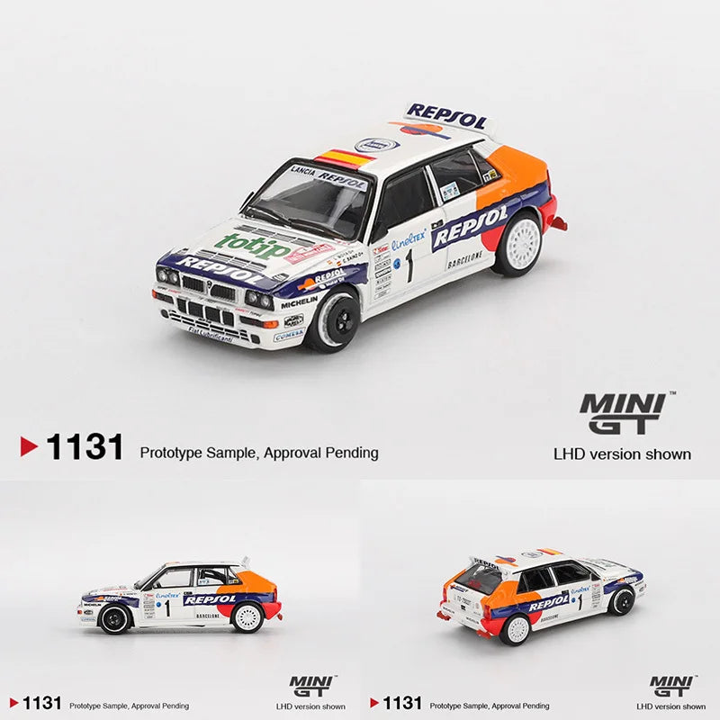 MINIGT 1131 1:64 Lancia Delta HF Integrale Evoluzione #1 1993 Rallye Monte Carlo Diecast Car Model Collection Toys
