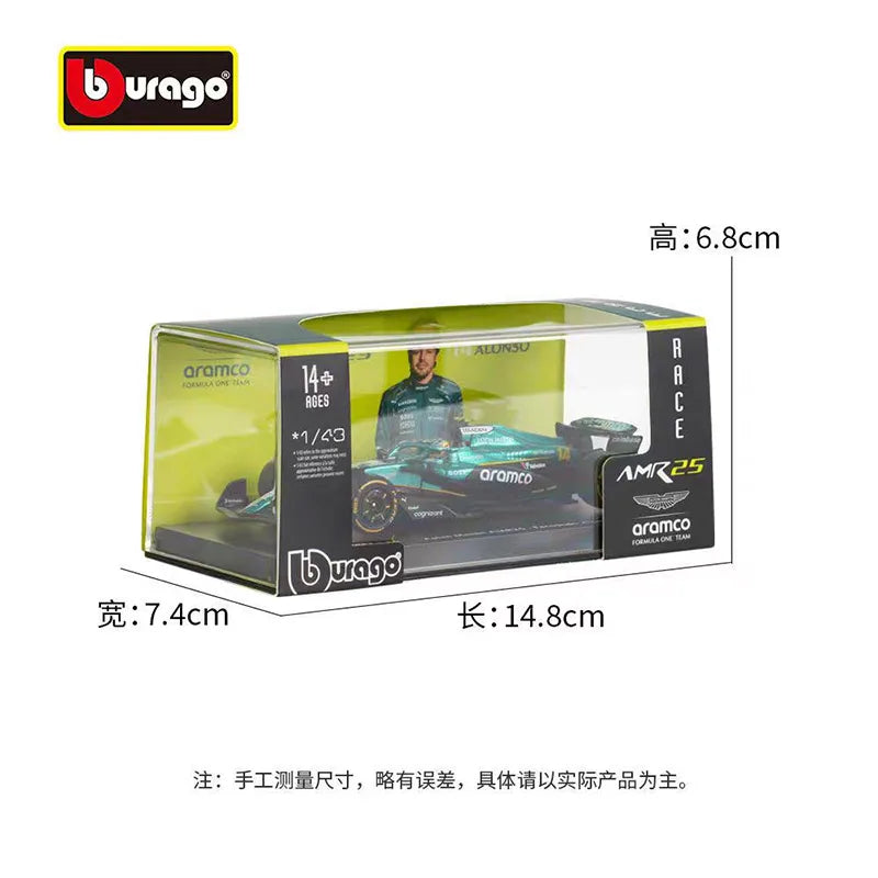 Bburago 1:43Aston Martin AMR25 (2025) /AMR23(2023)14 Fernando Alonso F1 Formula Car Static Diecast Alloy Model