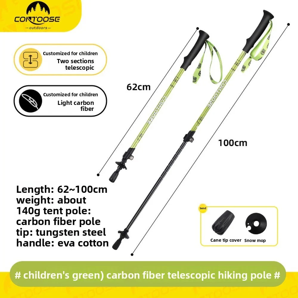 Kids Carbon Fiber Trekking Pole Single Pack Lightweight Telescopic Hiking Stick 62-100cm Adjustable EVA Handle Outdoor Gear