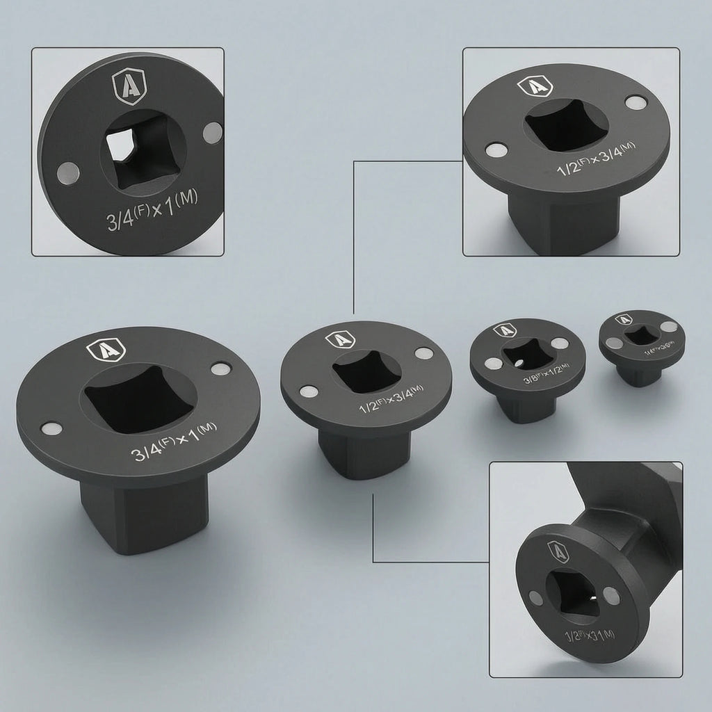 4 Pieces Low-Profile Socket Adapter Cr-Mo Steel Slimline Socket Adapter Drive Converter Flanged Top