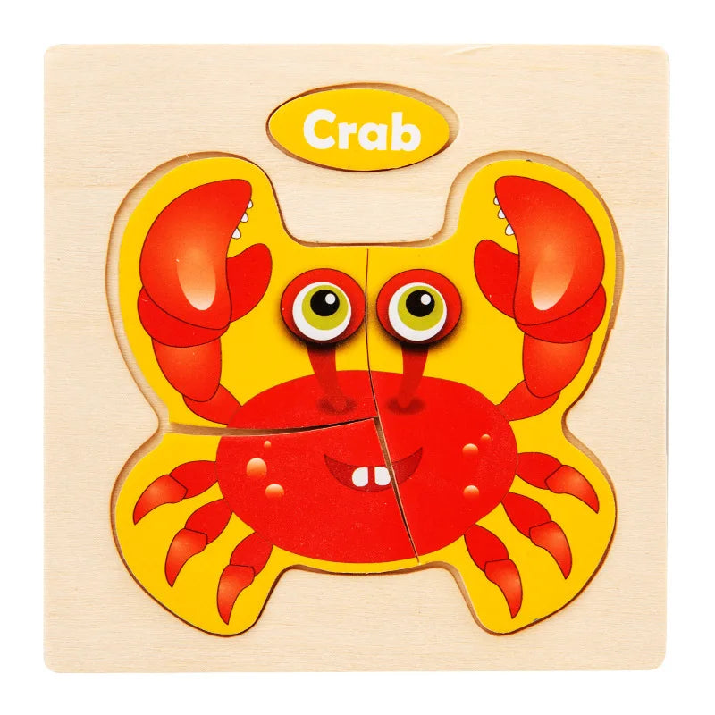 Wooden Toy 3D Jigsaw Puzzle Small Size Cartoon Animal Puzzle Board Kids Early Learning Educational Toys for Children Gifts
