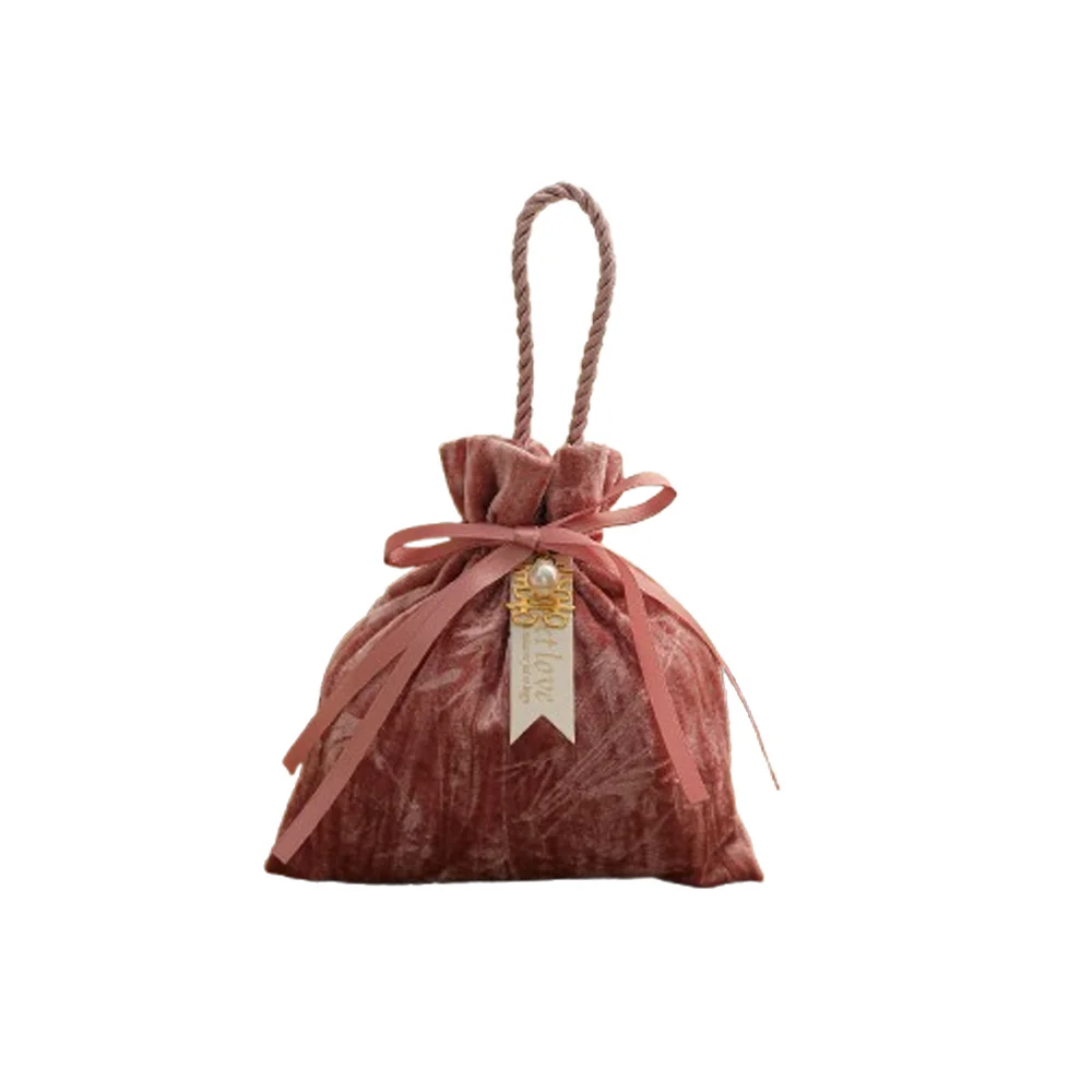 Elegant Ribbon Bow Velvet Candy Box Dust Protect with Tassel Gift Bag Flower Handbag Drawstring Bag Jewelry Storage