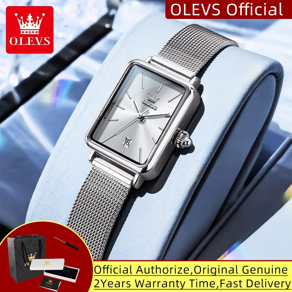 OLEVS 3692 Quartz Wristwatch Gifts Fashion Vintage Square Ultra Thin Ladies Watches Waterproof Stainless Steel Women's Watches