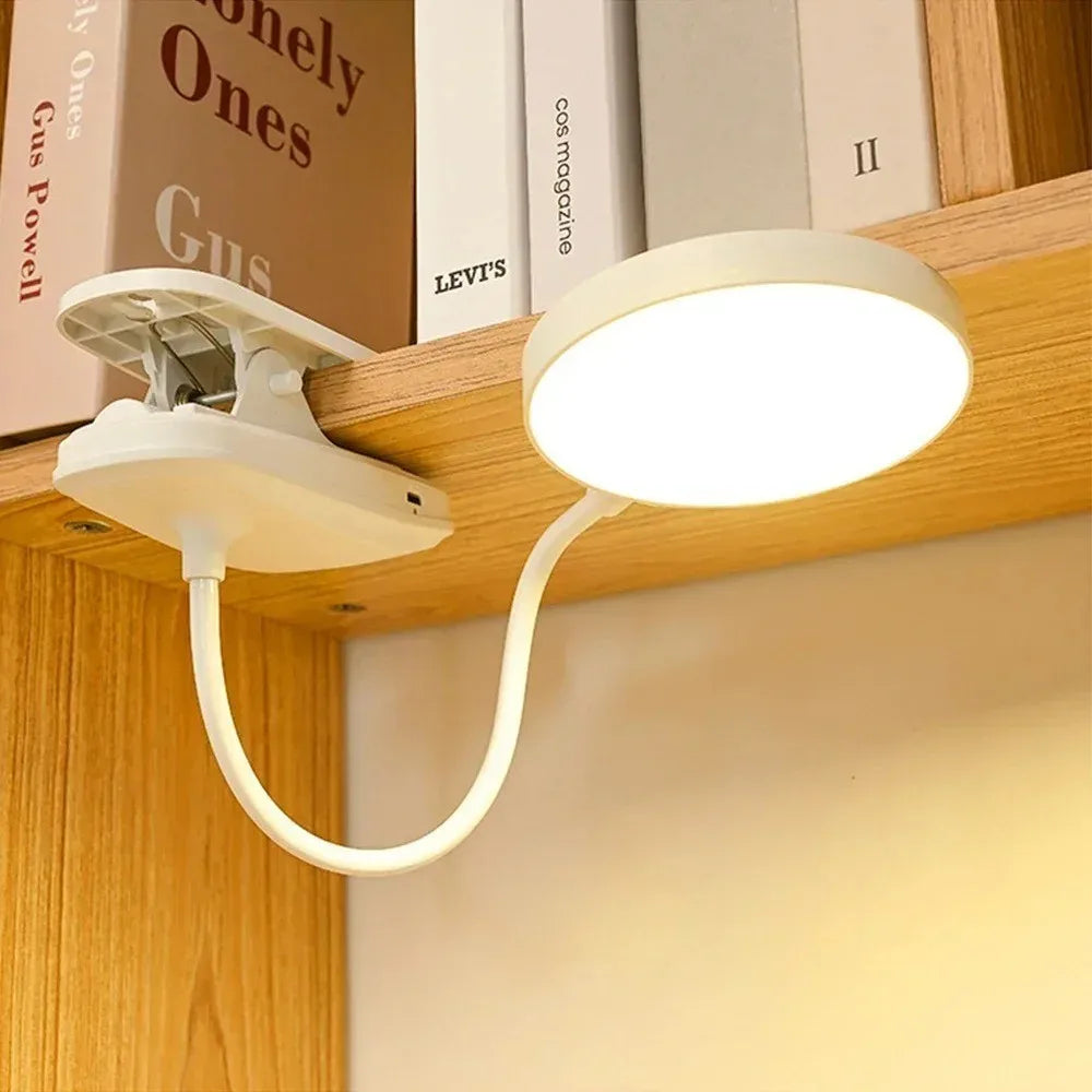 Portable USB Rechargeable Clip On Desk Lamp 3 Color Temperatures Dimmable LED Reading Light for Bedroom Study Office Travel