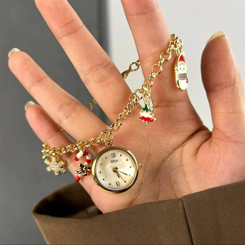 Ladies Watch Christmas Multi-element Pendant Design Quartz Watch Exquisite Niche Bracelet Ladies Holiday Gift