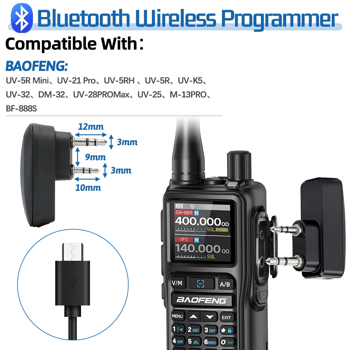 Baofeng Bluetooth Wireless Programmer Phone APP Programming for Baofeng Walkie Talkie UV-5RH UV-5R Mini BF-888S UV-32
