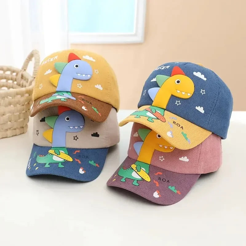 Four Seasons Little Dinosaurs, Children's Hats, Children's Baseball Caps, Cute Cartoon Color-Blocked Caps, Outing Sun Hats