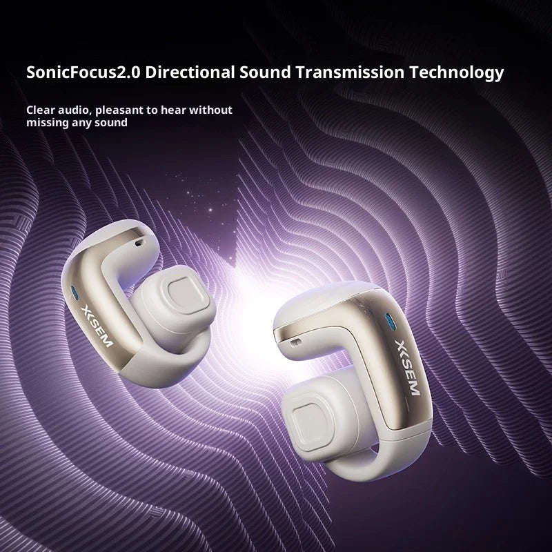 XISEM Plume Open Ear Clip Headphones, Hi-Fi DSP, 0.06s Game Latency, Noise Reduction, Waterproof, Long Battery Life