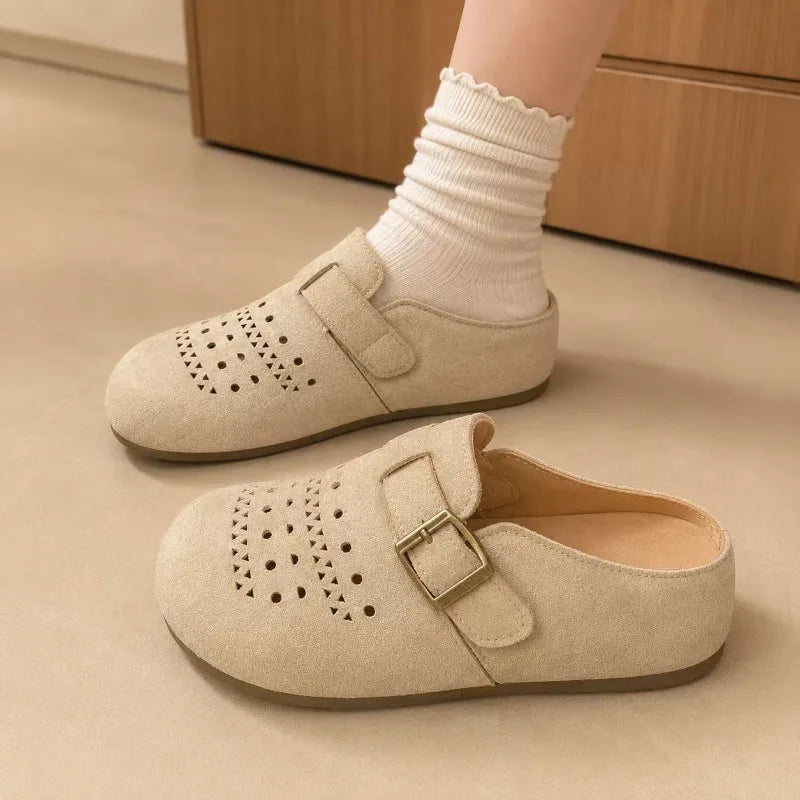 Women's Summer Thick Bottom Slip-On Sandals Open-Toe Platform Clog Shoes round Toe Convenient Glue-Welding Process Outdoor Footw