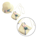 1 set 1 Wide Brim Sun Hat With Crossbody Bag Pink Beach Set For Girls Kids Cap Beach Straw Kids Straw Cap Bag Set