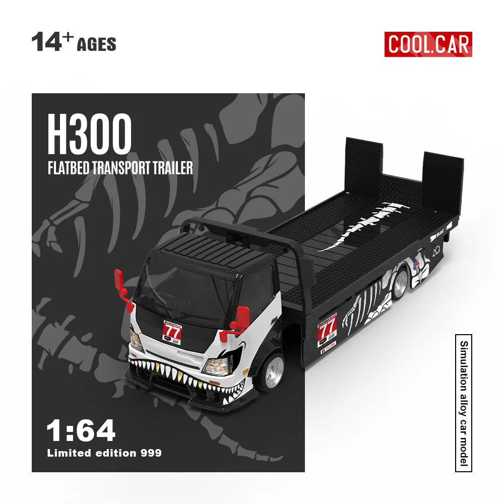 *In stock*Cool Car 1:64 H300 Flatbed Transport Trailer Black Dragon 77 Simulation Alloy Car Model for Collection&Display&Gift