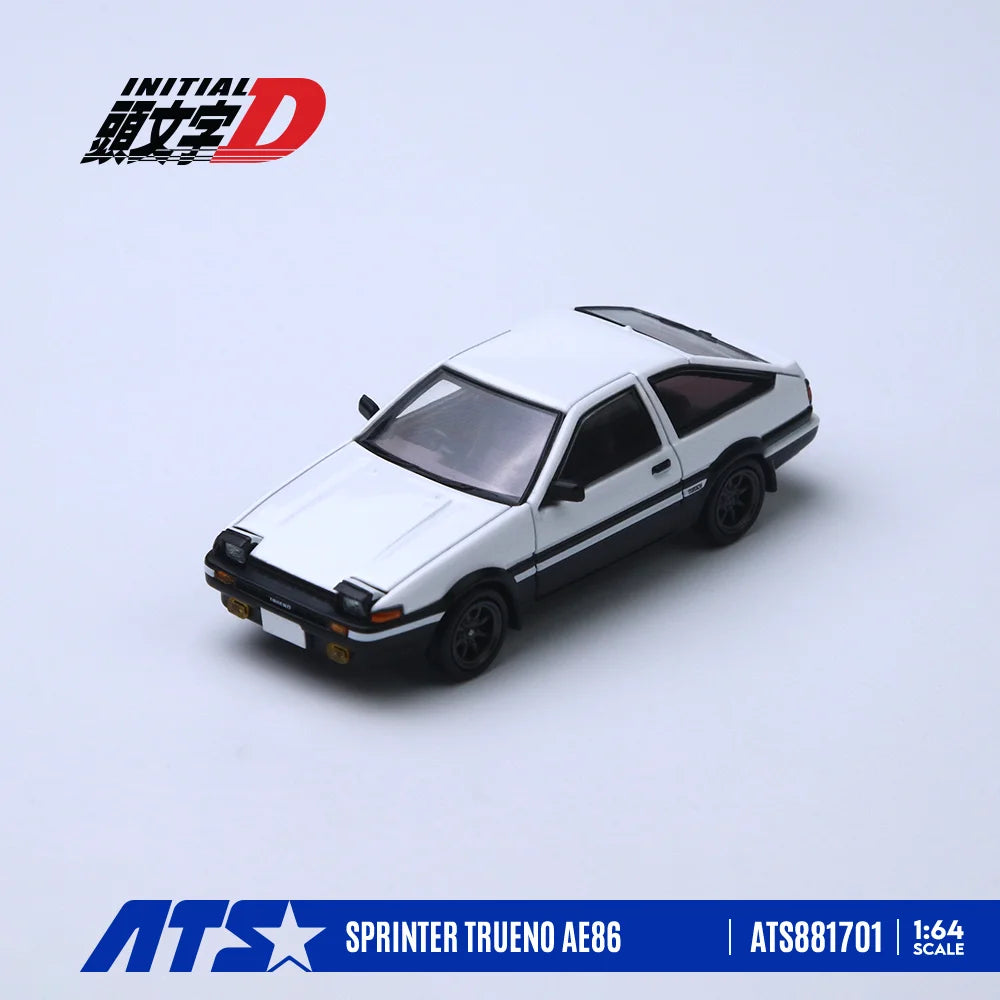 ATS 1:64 Sprinter Trueno AE86 Black Bonnet & White Bonnet Diecast Alloy Car Model Display Collectible Toy Gift
