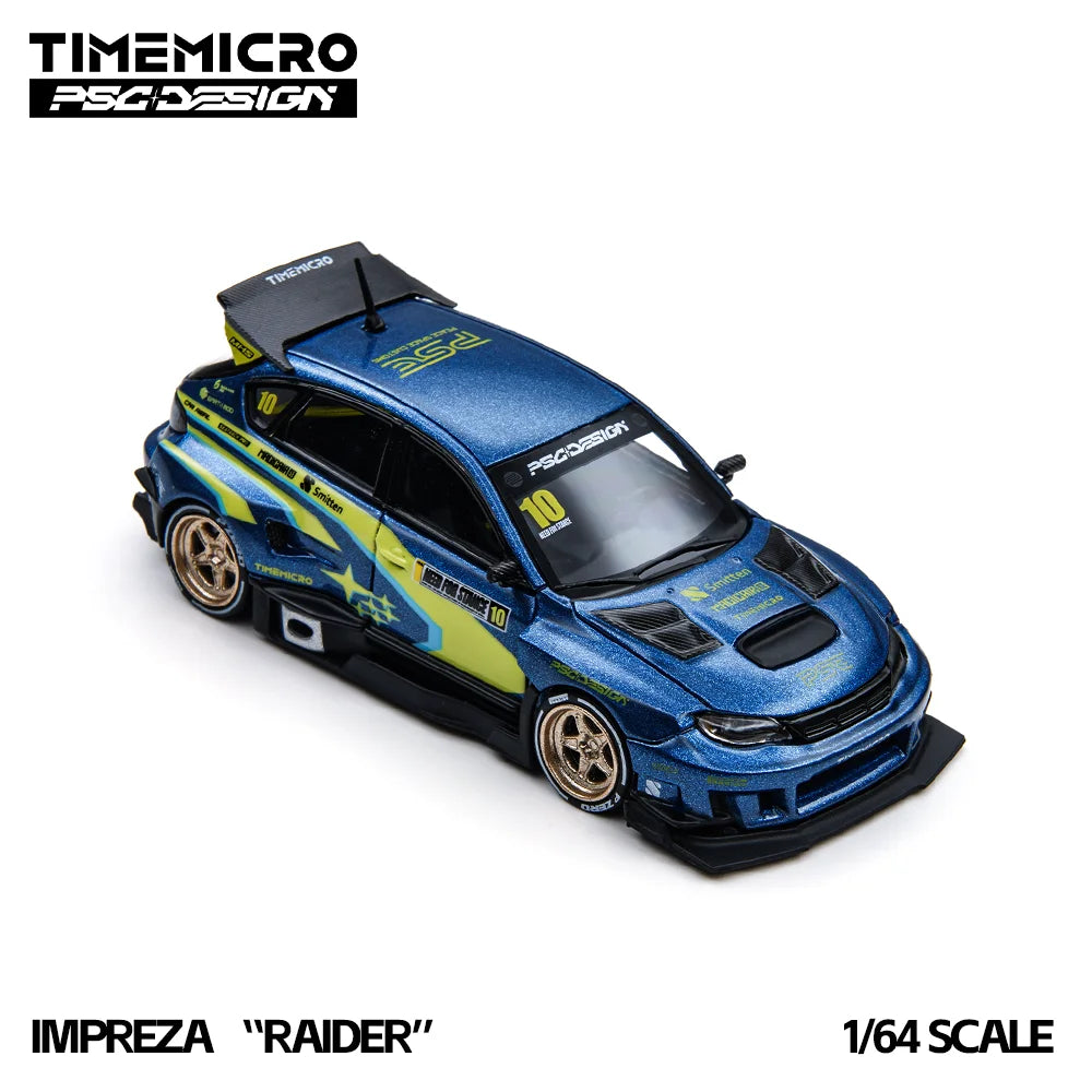 TimeMicro 1:64 Blue Yellow Rally Sports Car Diecast Alloy Model Racing Livery Mini Vehicle For Hobby Collection Decor