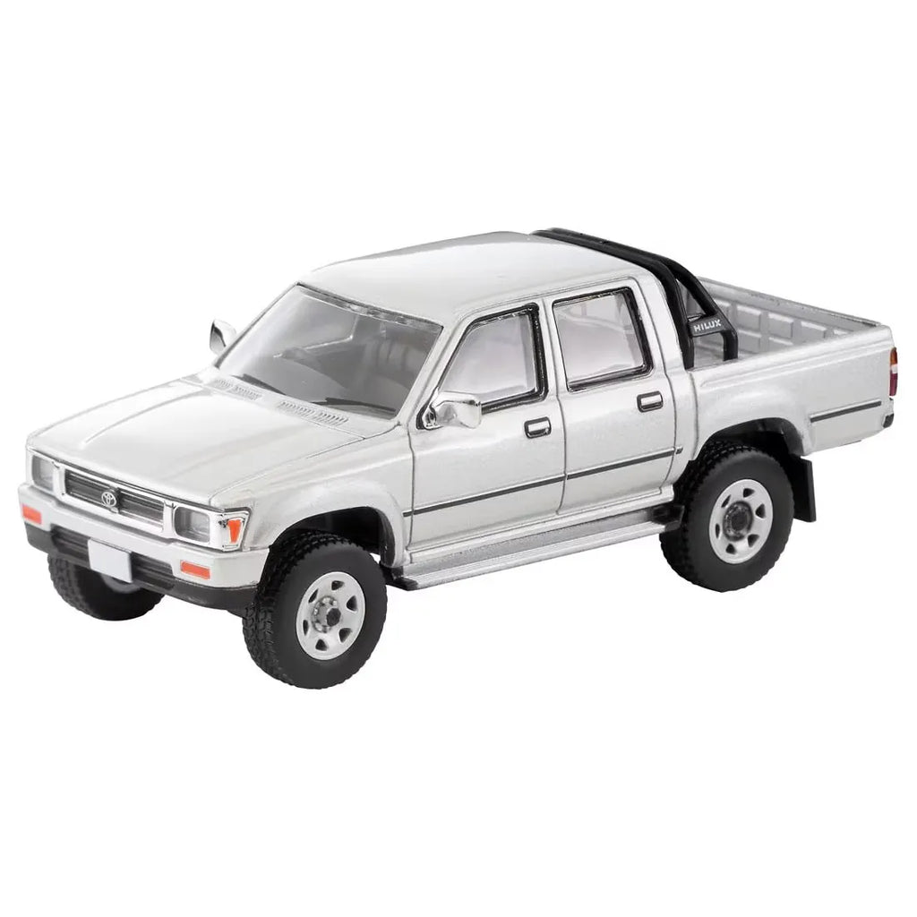 Original Tomytec Tomica Limited Vintage NEO LV-N256c Toyota Hilux 4WD Pickup Double Cab SSR 1991 Silver 1/64 Diecast Model Car