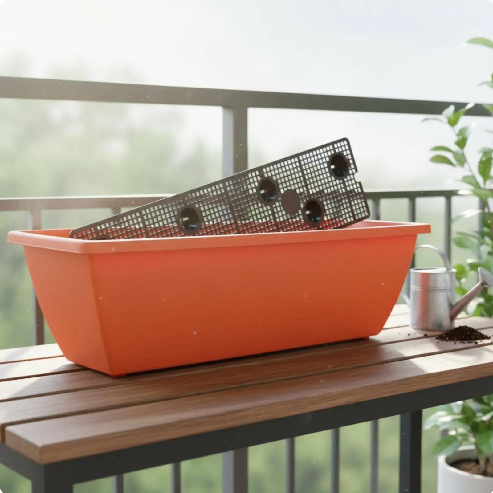 Long Plastic Vegetable Planter Indoor Outdoor Use Automatic-Watering Flower Pot Rectangular Planter Sturdy Rectangular Window