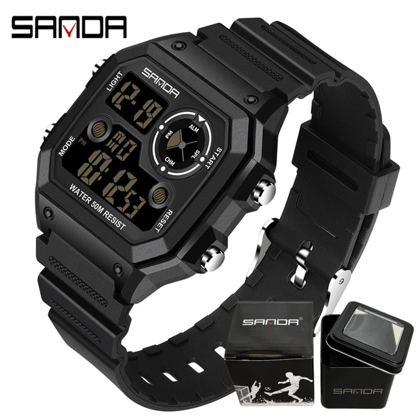 Fashyion Sanda Top Brand Led Digital Sport Chronograph Date Lady Tpu Band Week 50m Waterproof Female Electronic Gift Watches