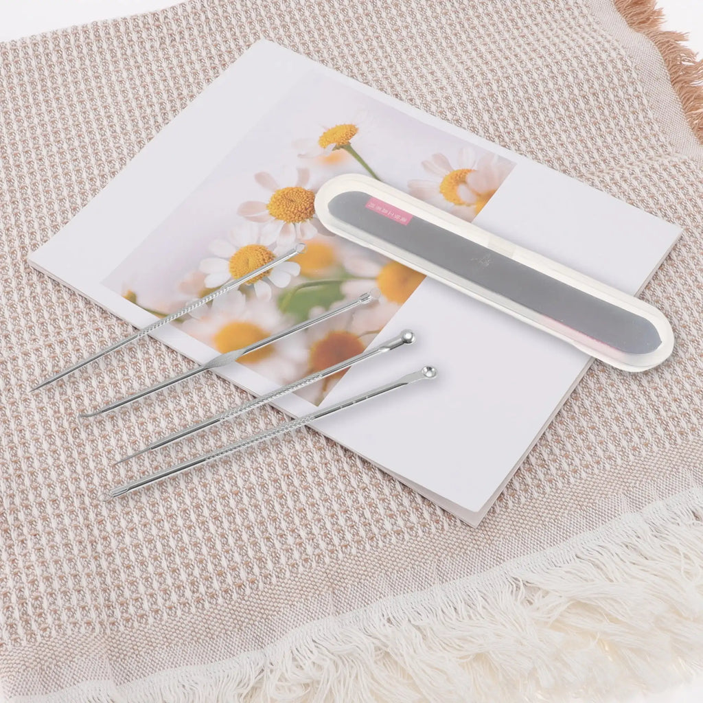 Professional Durable Pimple Extractor Tool Kit Silver Tone Blackhead Remover Acne Comedone Extraction Set