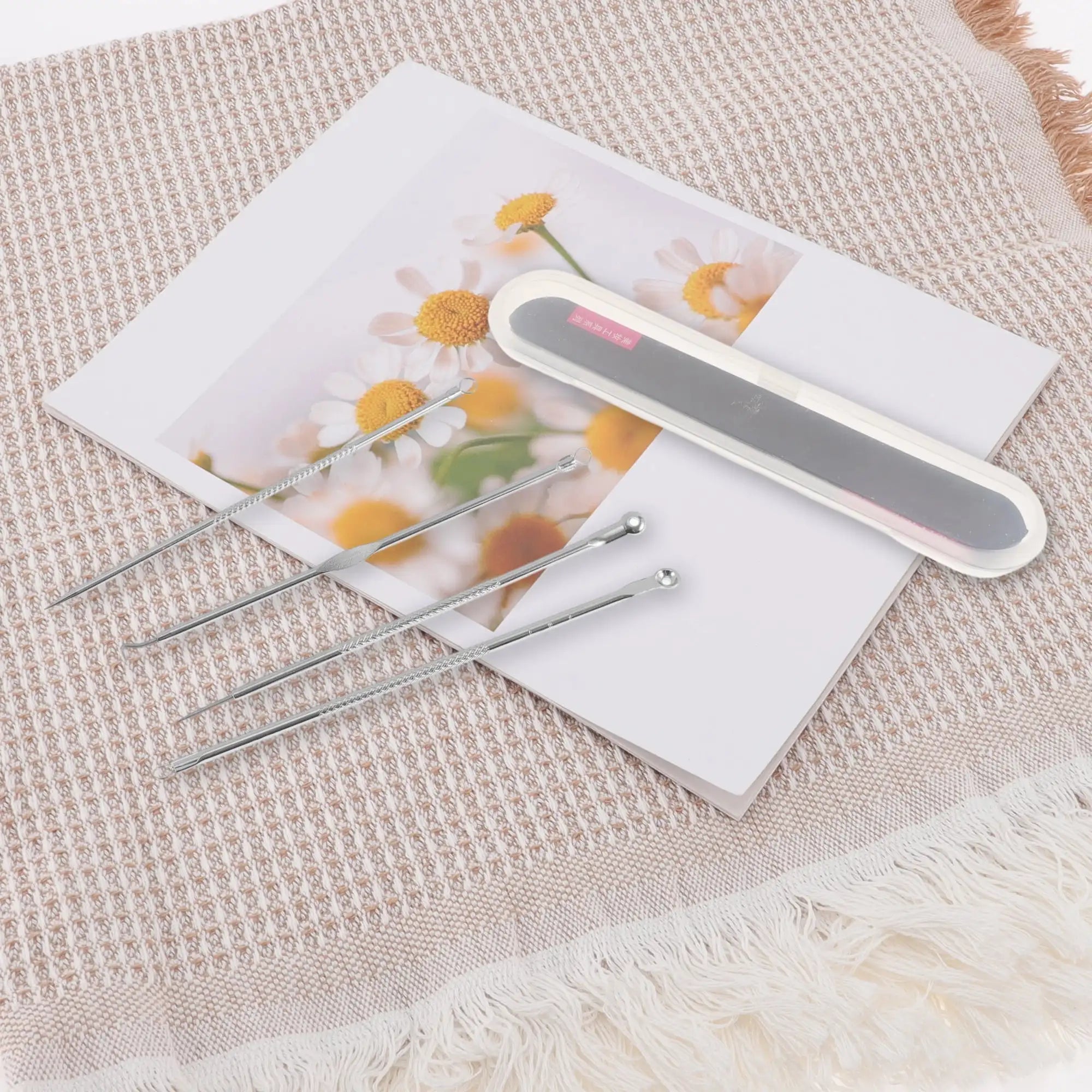 Professional Durable Pimple Extractor Tool Kit Silver Tone Blackhead Remover Acne Comedone Extraction Set