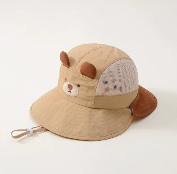 Cute Cartoon Baby Fisherman Hat Summer Mesh Breathable Bucket Hats for Toddler Kids Outdoor Casual Panama Basin Cap