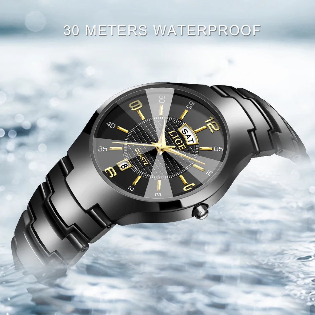 LIGE Fashion Elegant Women's Wristwatch Luxury Ceramics Strap Auto Date Week Waterproof Small Dial Quartz Watches for Woman Gift