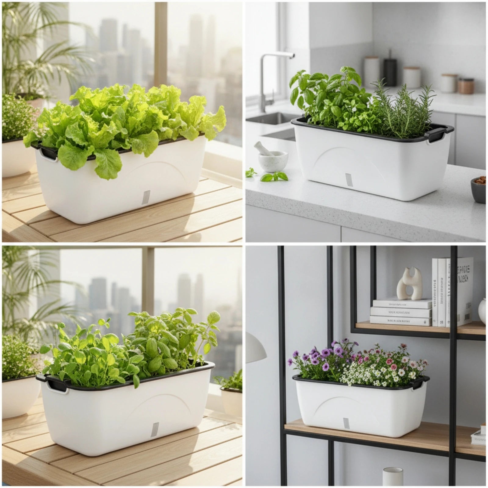Self-Watering Planter Compact Self Watering Planter Flower Box Long-Lasting Practical for Balcony, Windowsill