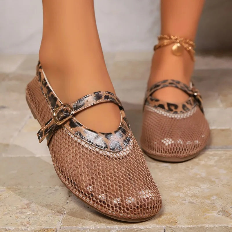 Casual Breathable Mesh Slip-On Women's Sandals Summer Hot Sale Of The Season Flat Bottom Buckle Design Comfortable Rubber Sol...