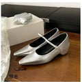 2026 New Arrival Sweet Elegant Shoes Women Wedge Heel Mary Jane Shoes Pointed Toe Women's Shoes Metal Buckle Trim Sandals 5413