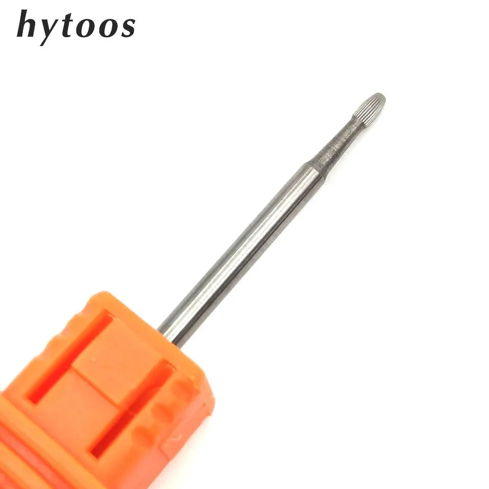 HYTOOS 1PCS Tungsten Carbide Burr Nail Drill Bit 3/32" Bits For Manicure Drill Accessories Milling Cutter Nail Art Tools