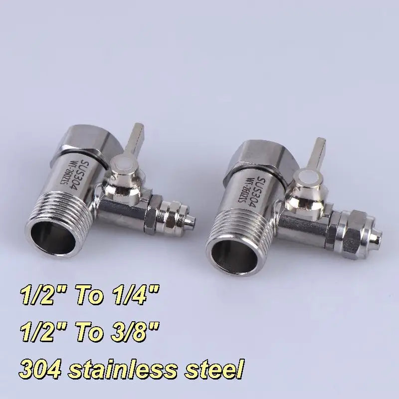 【xxx】1 Set Tap Tee B Cold Hot Water Pipes Home Accessories 1/2" To 1/4"3/8" With Shut-Off Ball Valve RO Feed Water Adapter[S14]