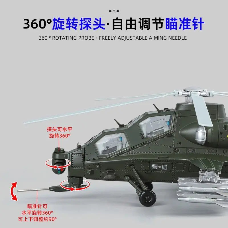 1:48 Z-10 Attack Helicopter Diecast Model Rotatable Detachable Parts Display Stand Included Military Aircraft Collection