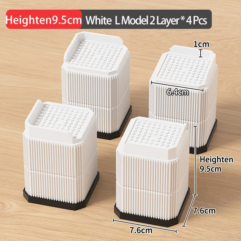 Adjustable Height Furniture Risers - High Load - Bearing, Triple Anti - Slip for Sofa, Bed & Desk