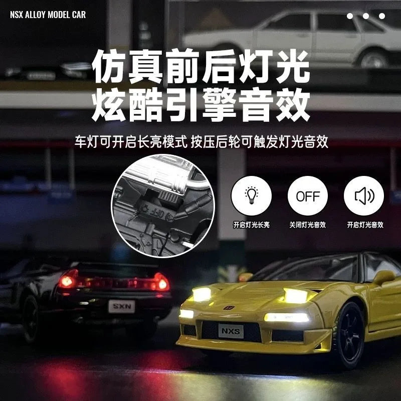 1:32 Honda NSX Alloy Sports Car Open Doors Light Sound Rear Wheel Pull Back With Display Base Desktop Ornament Collection Gift
